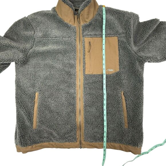 Mountain Khakis Fourteener Fleece Jacket Men XL Elbow Patches Sherpa Canvas Gray - Picture 14 of 14